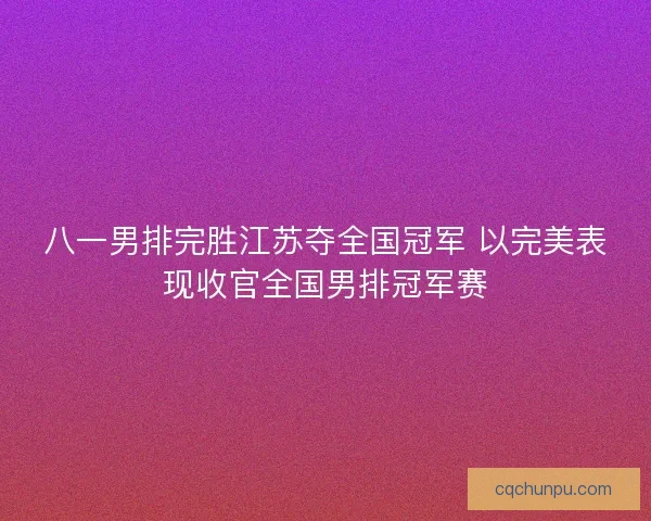 八一男排完胜江苏夺全国冠军 以完美表现收官全国男排冠军赛