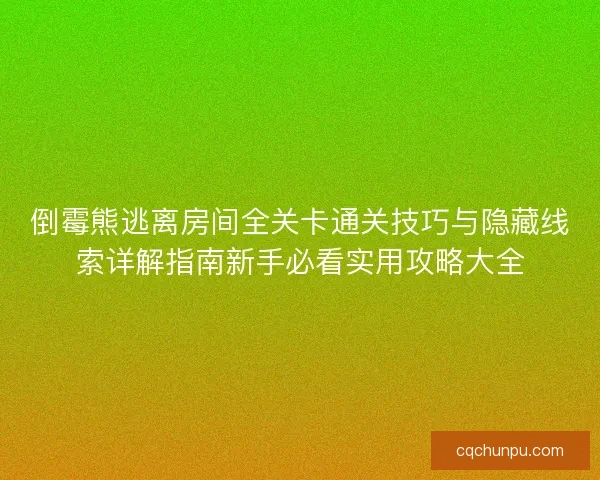 倒霉熊逃离房间全关卡通关技巧与隐藏线索详解指南新手必看实用攻略大全